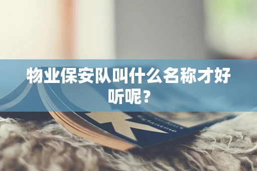 物业保安队叫什么名称才好听呢？