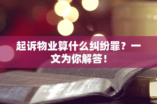 起诉物业算什么纠纷罪？一文为你解答！