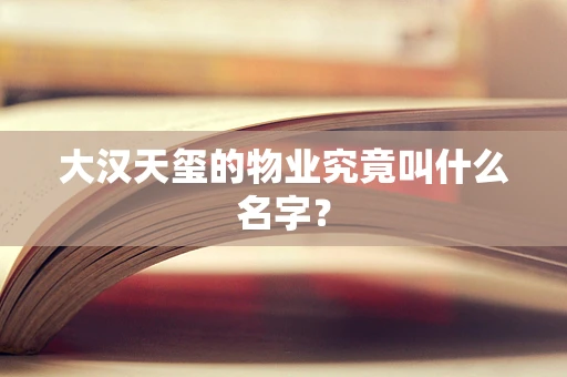 大汉天玺的物业究竟叫什么名字？