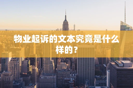 物业起诉的文本究竟是什么样的？