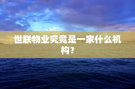 世联物业究竟是一家什么机构？